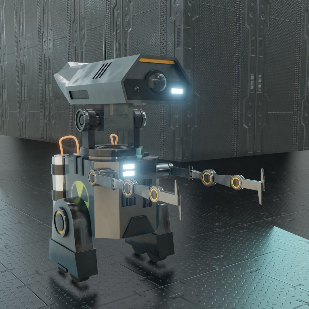 Mini Robot   Low-poly 3D model_1