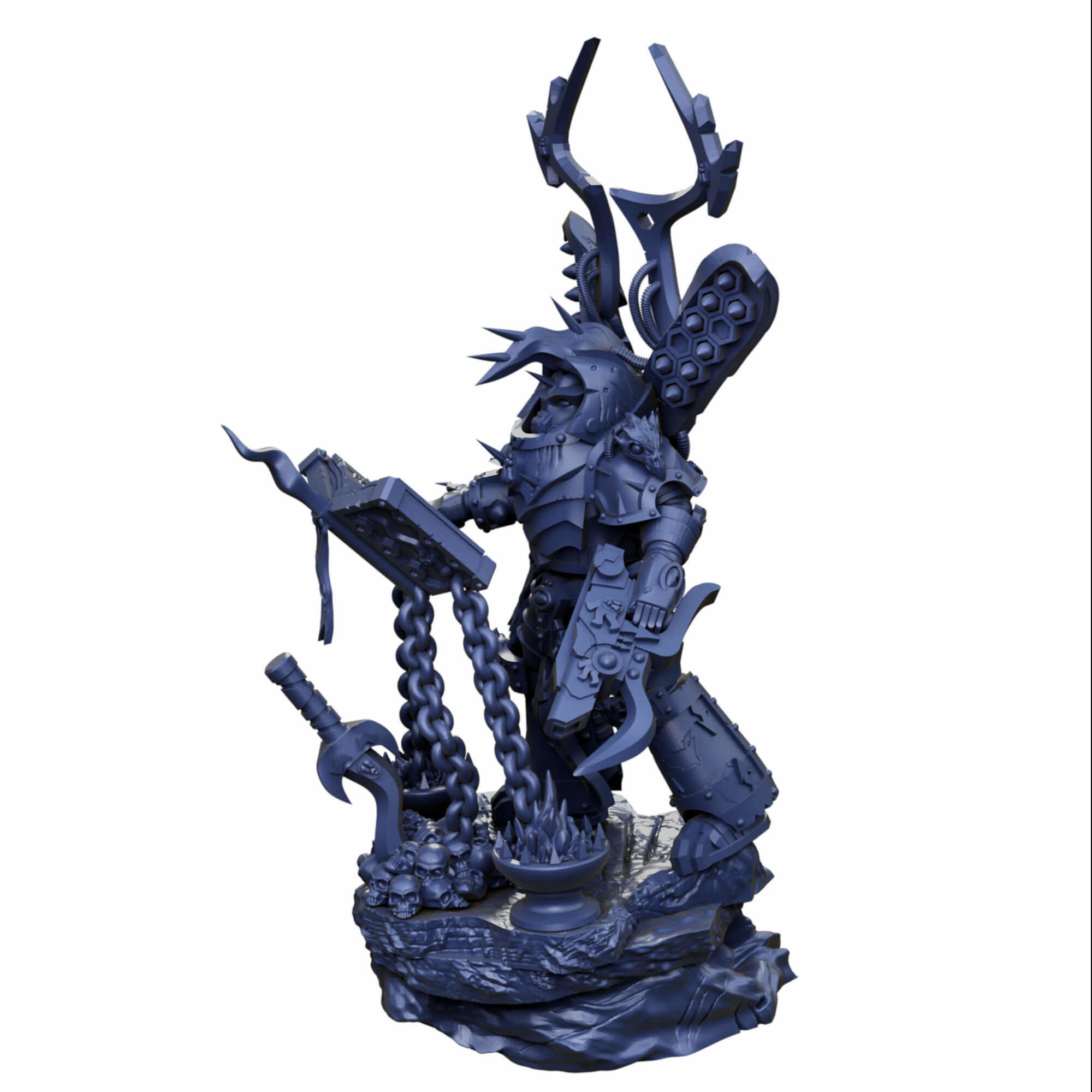 Grimdark beetle themed sorcerer lord in heavy terminator armour 3D print model_27