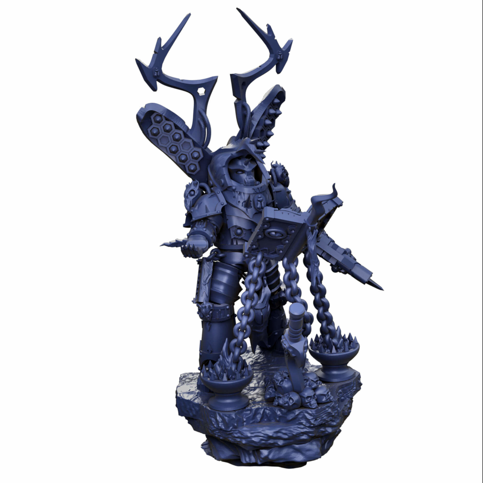 Grimdark beetle themed sorcerer lord in heavy terminator armour 3D print model_26
