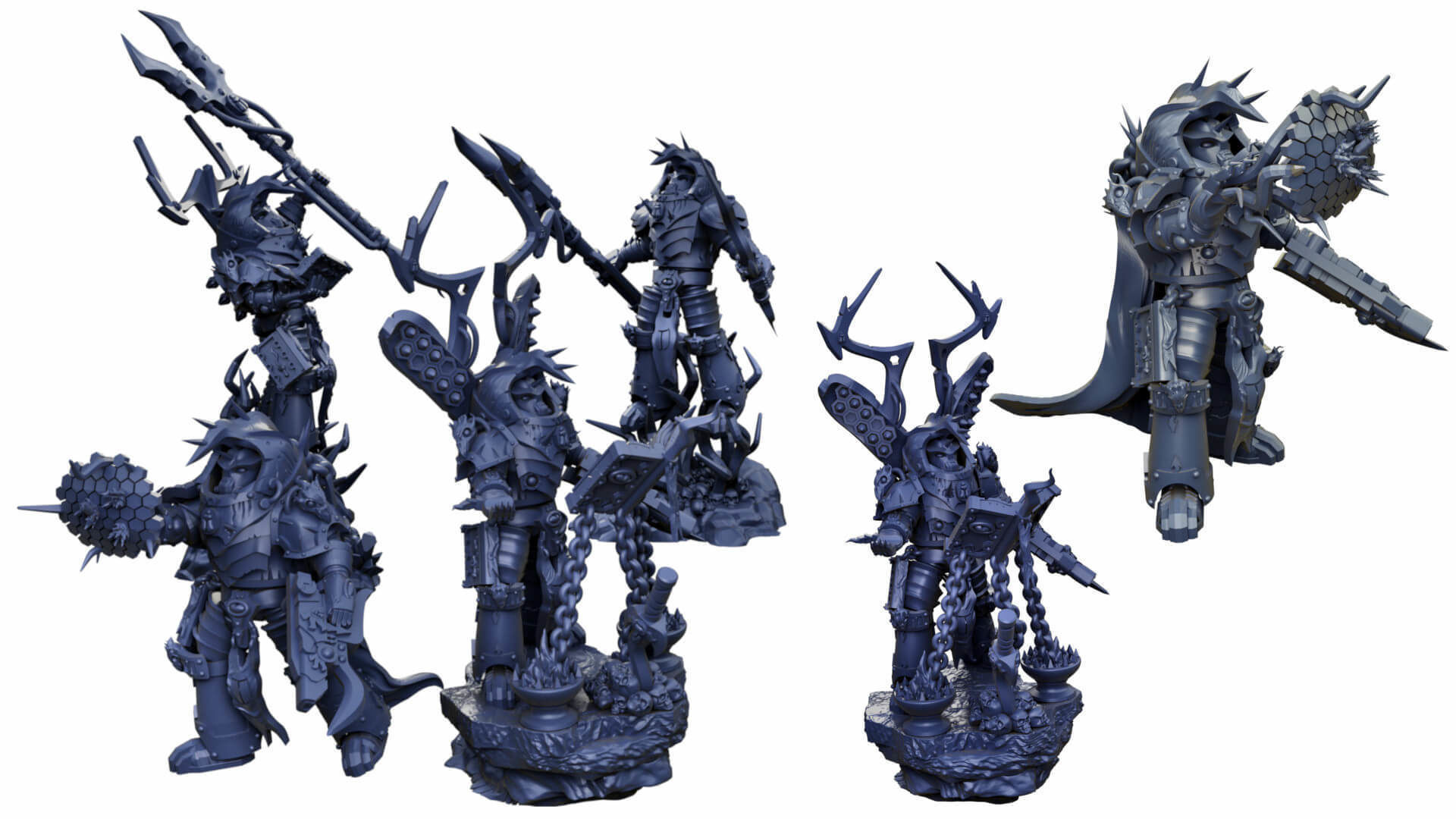 Grimdark beetle themed sorcerer lord in heavy terminator armour 3D print model_1