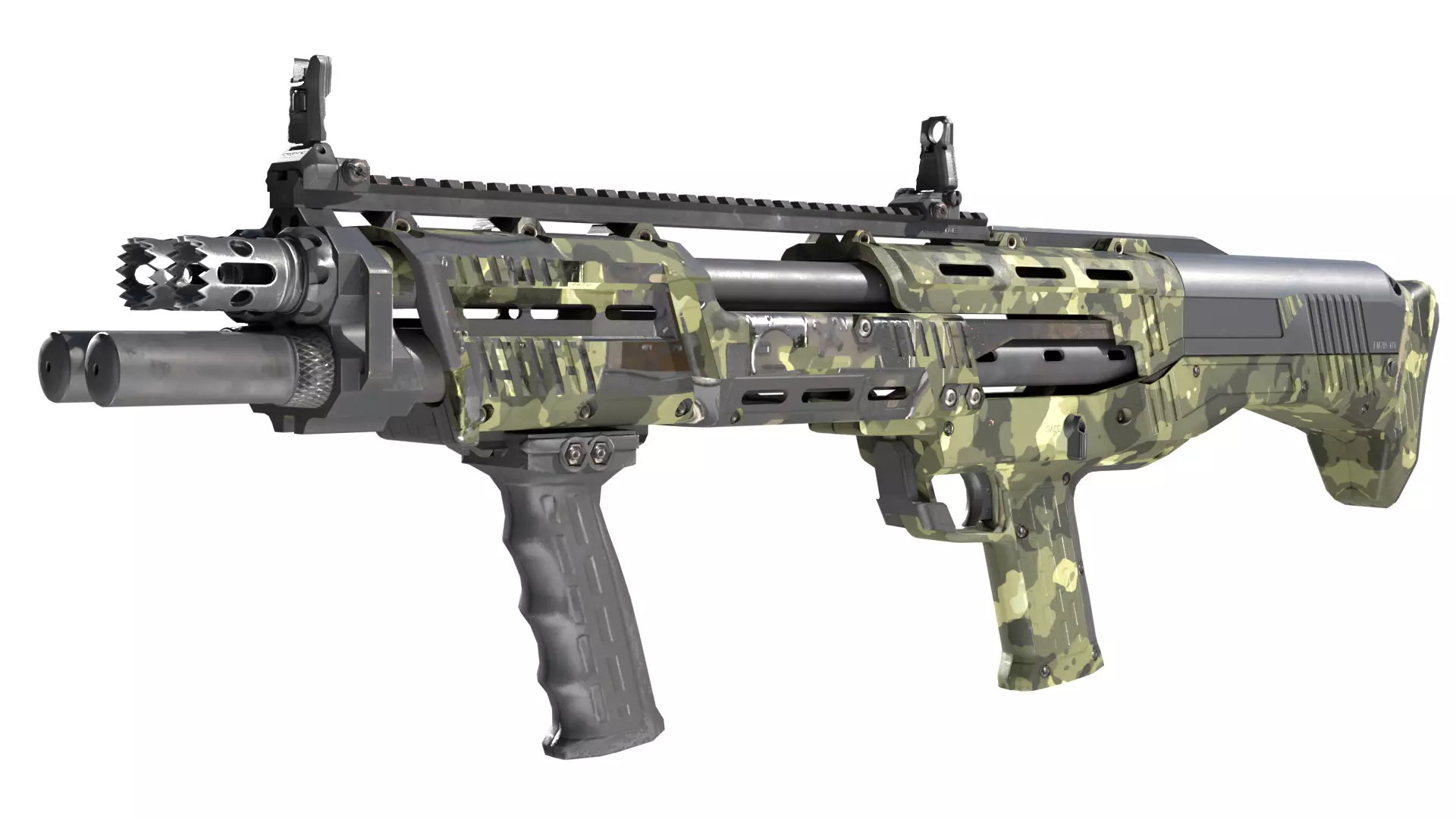 DP12 Shotgun Jungle Texture Low-poly 3D model_0