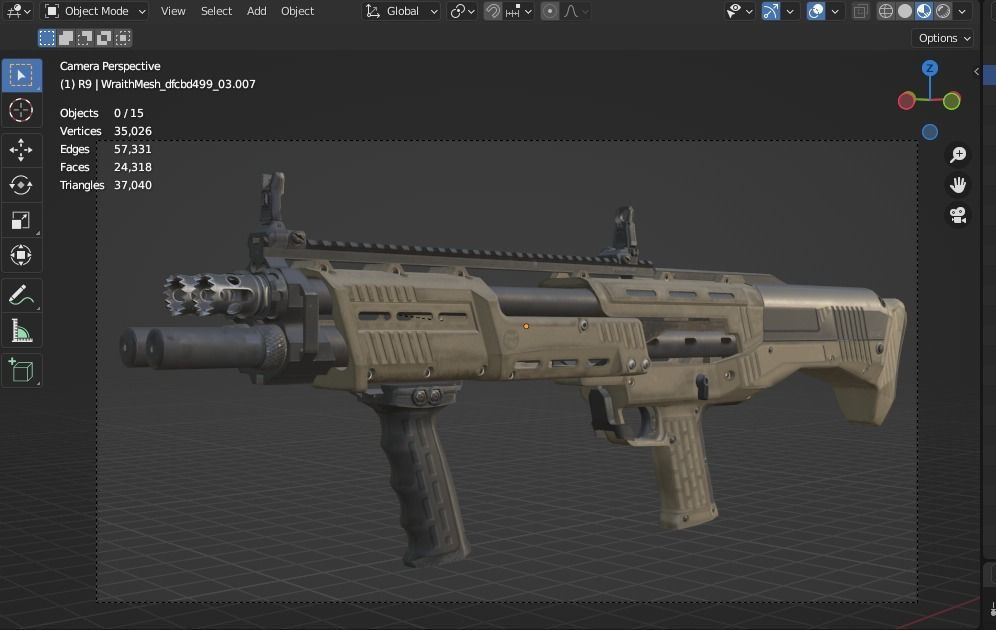 DP12 Shotgun Jungle Texture Low-poly 3D model_8