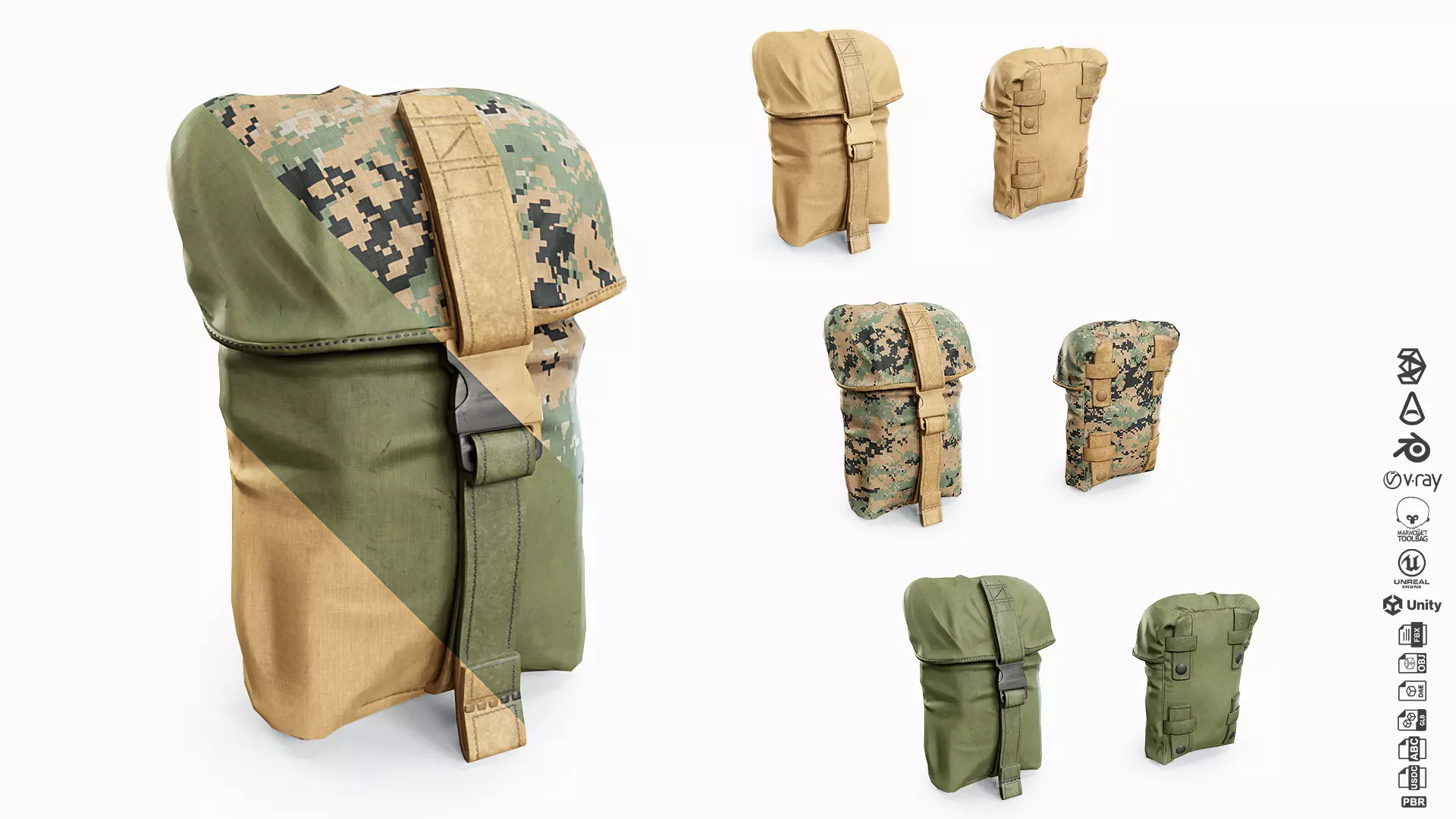 FILBE Sustainment Molle Pouch Low-poly 3D model