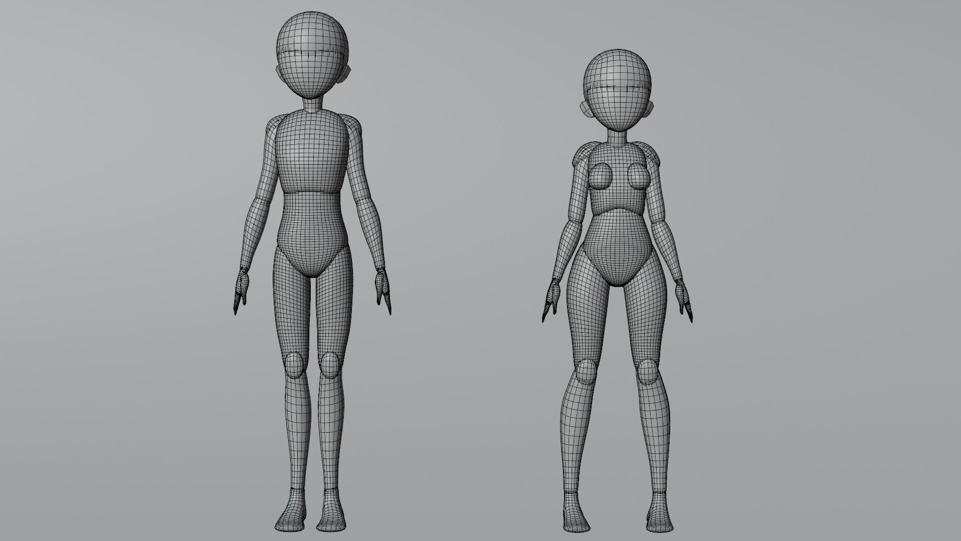 Model Blockout Female and Male Blockout Editable Anime Character 3D model | CGTrader