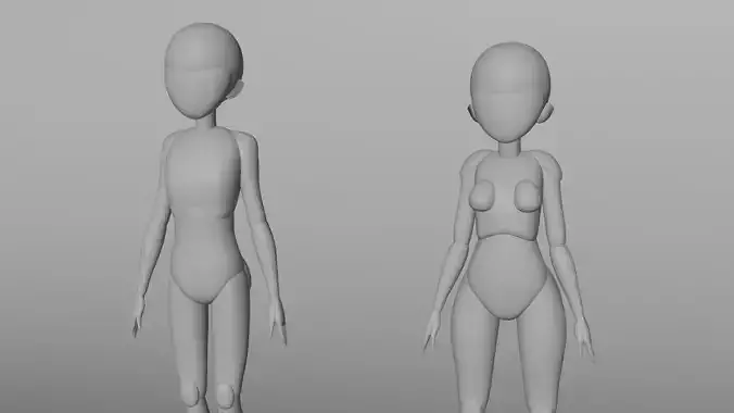 Female and Male Blockout Editable Anime Character