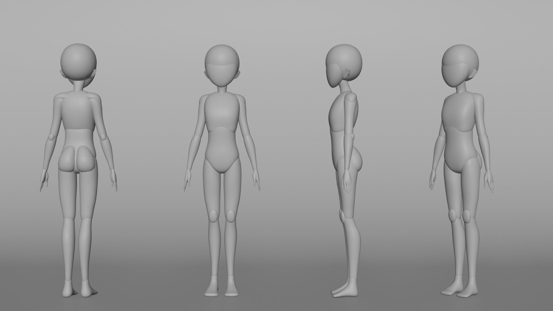 Model Blockout Female and Male Blockout Editable Anime Character 3D model | CGTrader