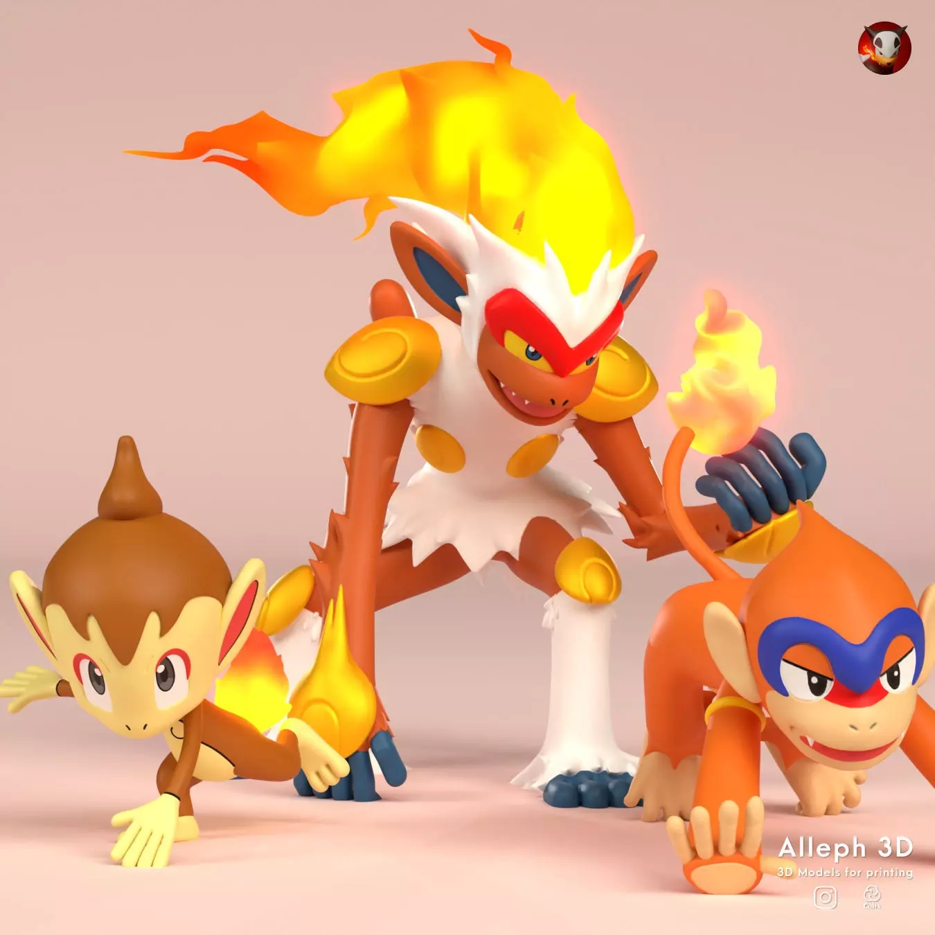 pokemon chimchar evolution pack 3D print model