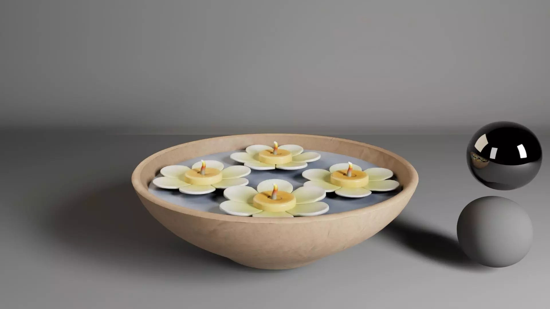 Flower candle bowl Low-poly 3D model