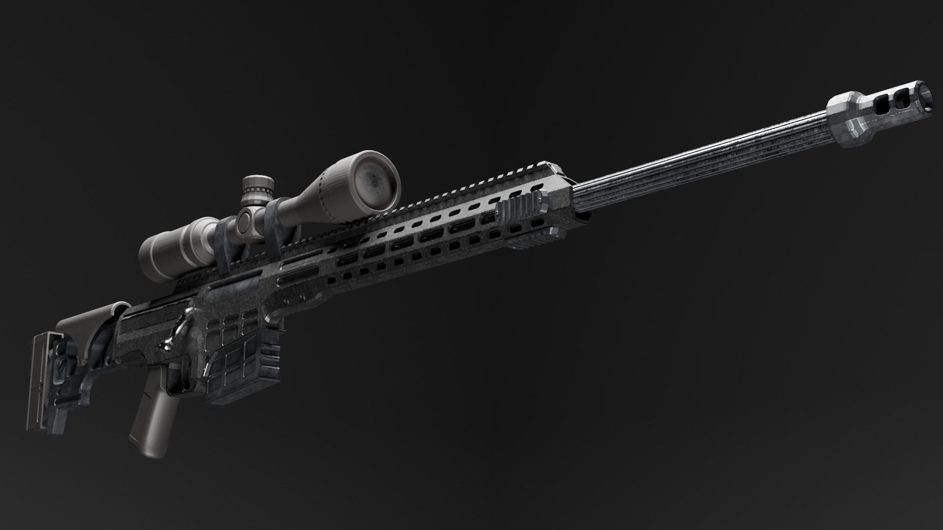 Barret MRAD Sniper Rifle Low-poly 3D model_2