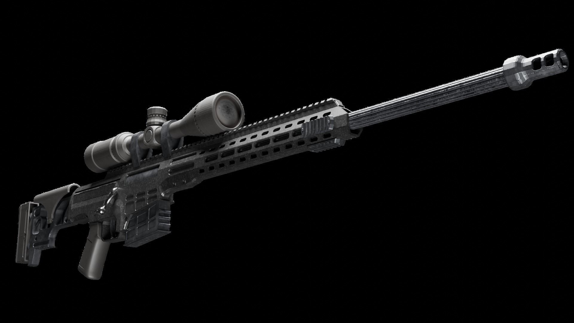 Barret MRAD Sniper Rifle Low-poly 3D model_4