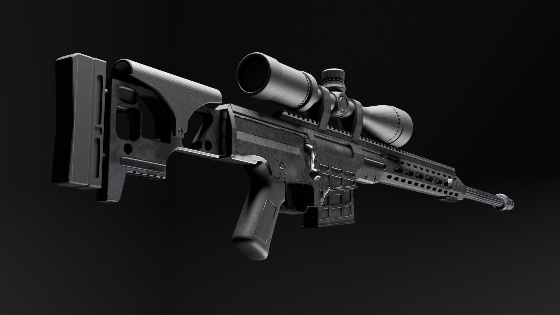Barret MRAD Sniper Rifle Low-poly 3D model_3