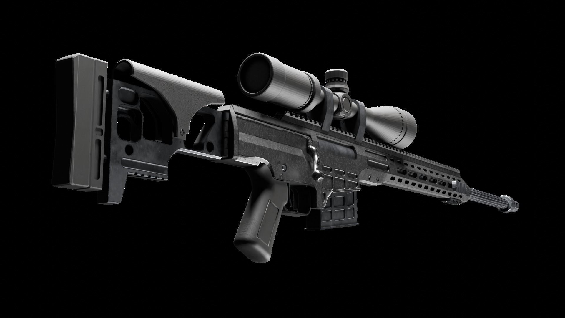 Barret MRAD Sniper Rifle Low-poly 3D model_5