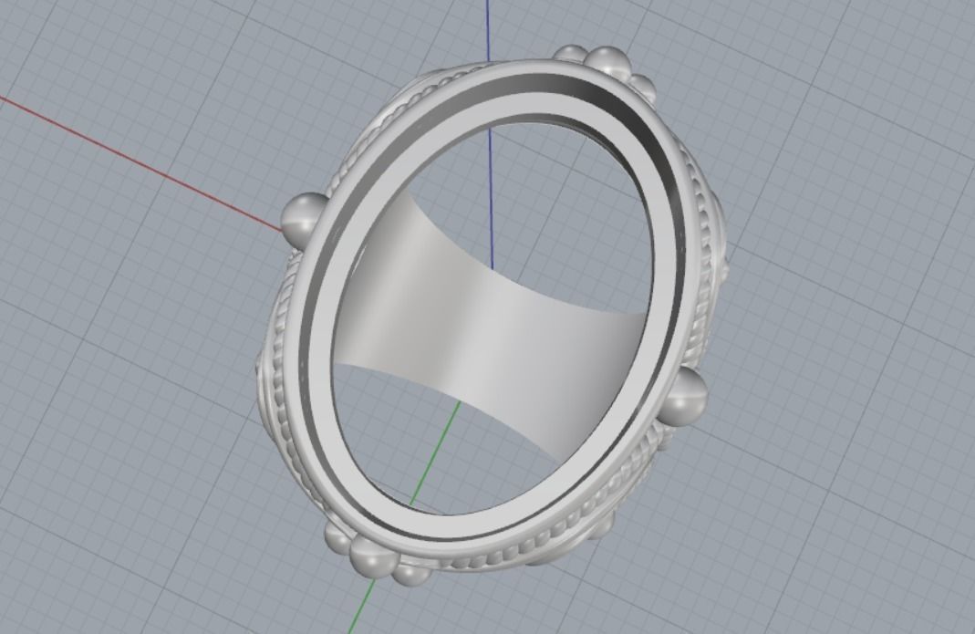 Ring with patterns cabochon 3D print model_15
