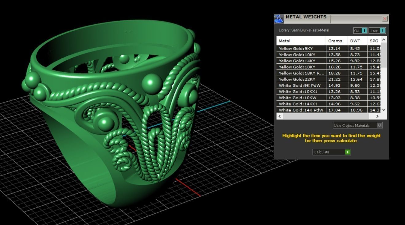 Ring with patterns cabochon 3D print model_9