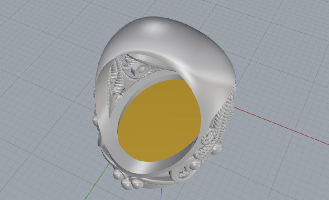 Ring with patterns cabochon 3D print model_10