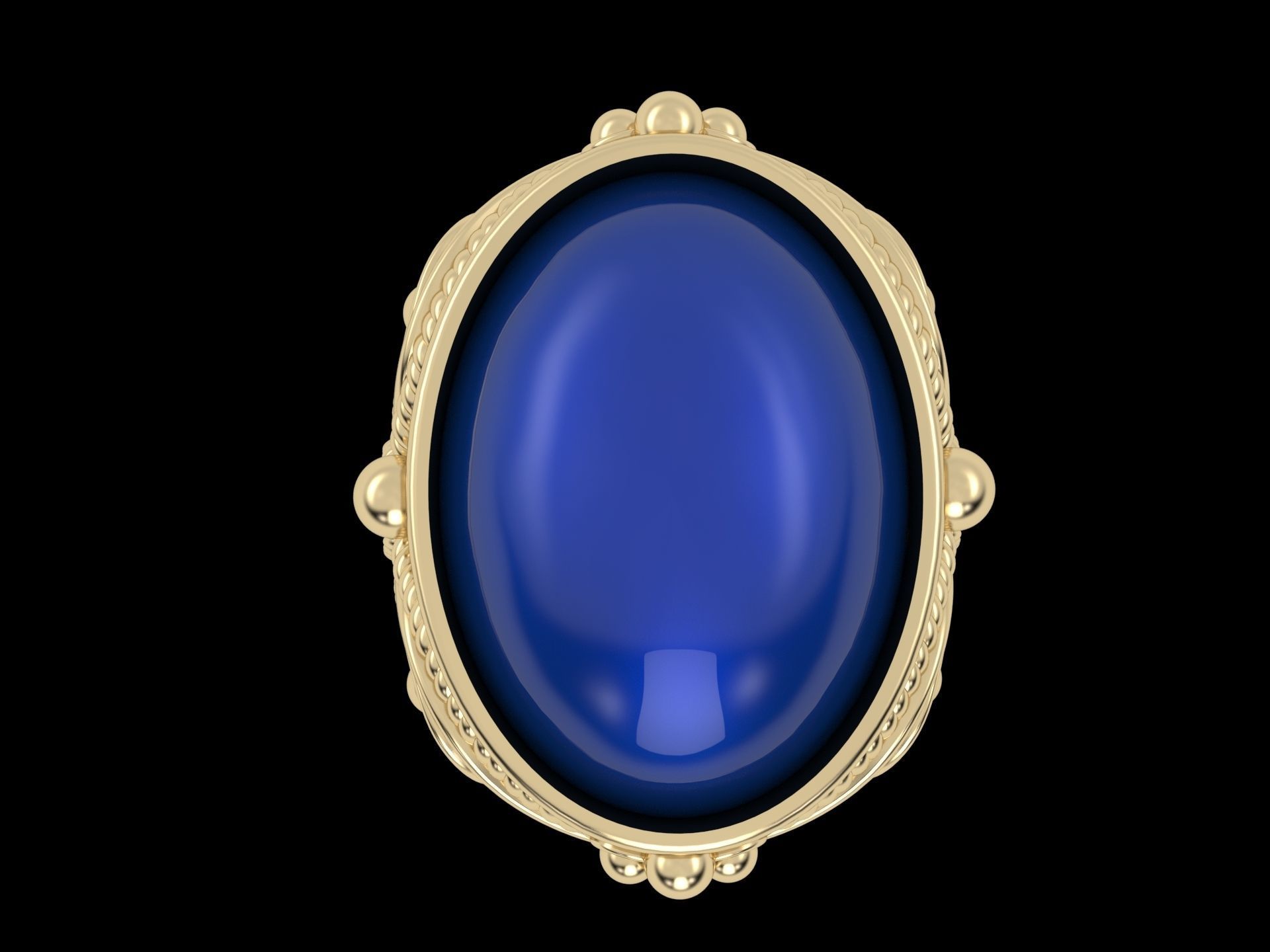 Ring with patterns cabochon 3D print model_5