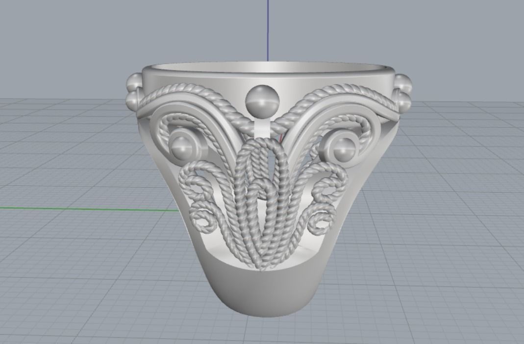 Ring with patterns cabochon 3D print model_14