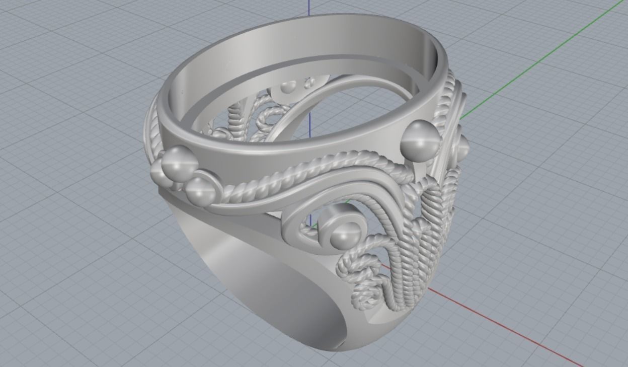 Ring with patterns cabochon 3D print model_13