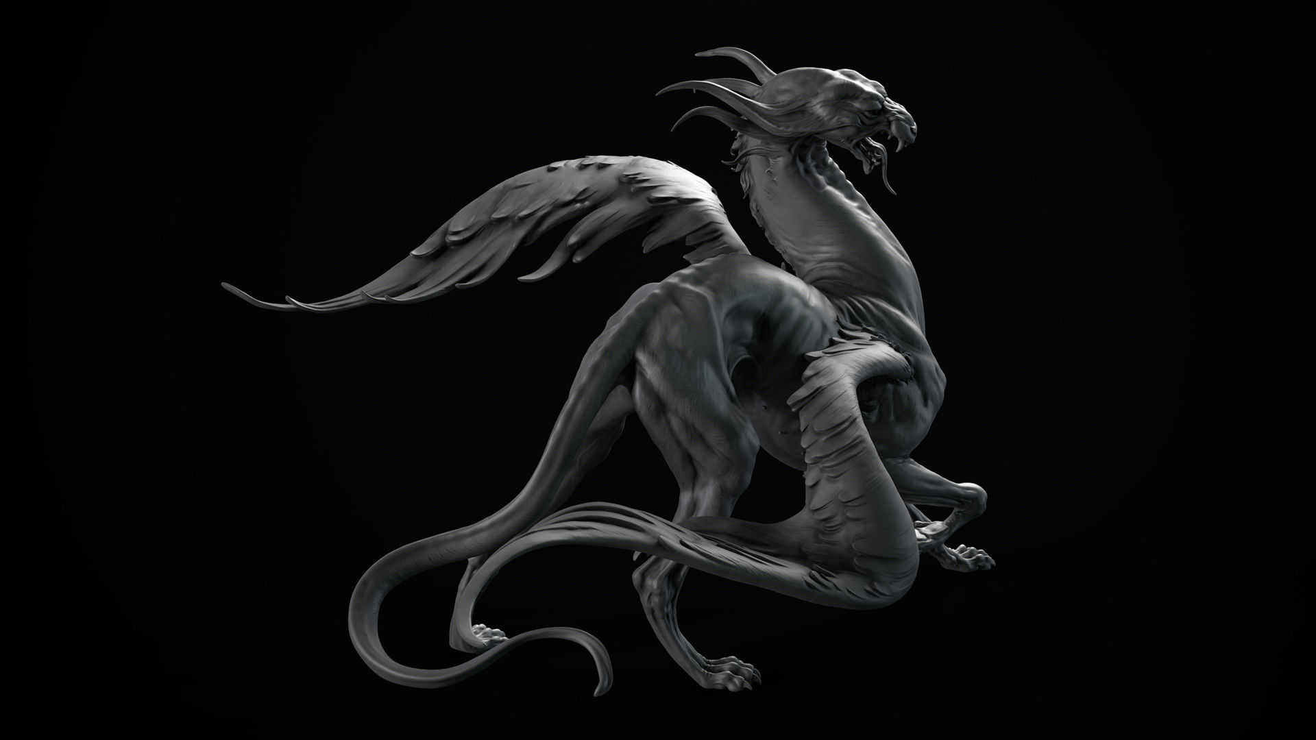 Gryphon - 3D Sculpting - High Poly  3D print model_9