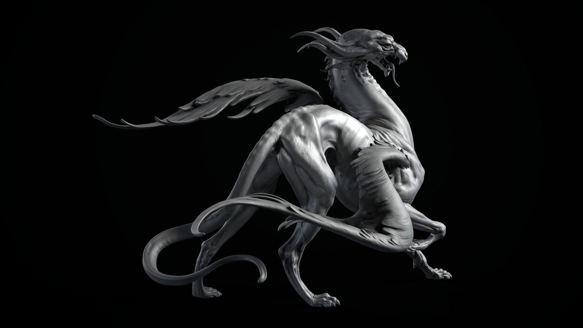 Gryphon - 3D Sculpting - High Poly  3D print model_7