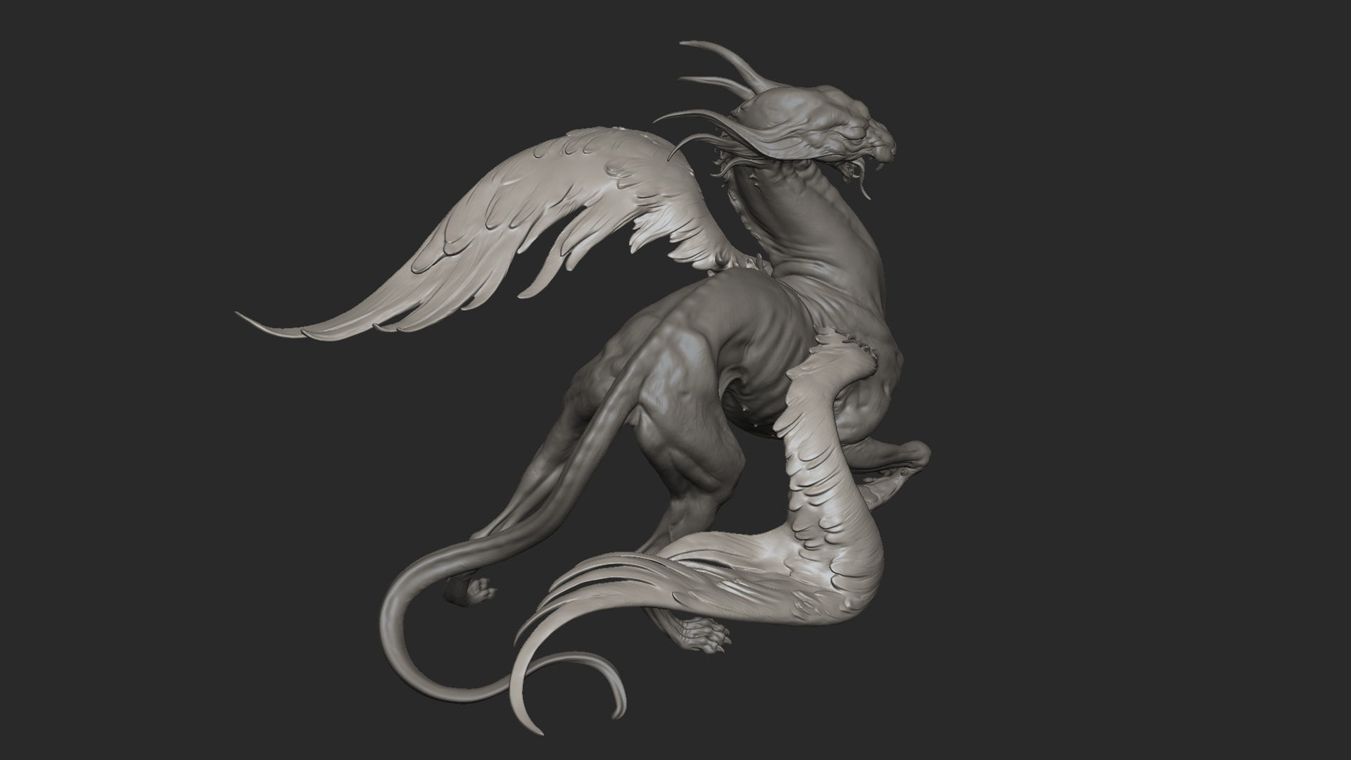 Gryphon - 3D Sculpting - High Poly  3D print model_12