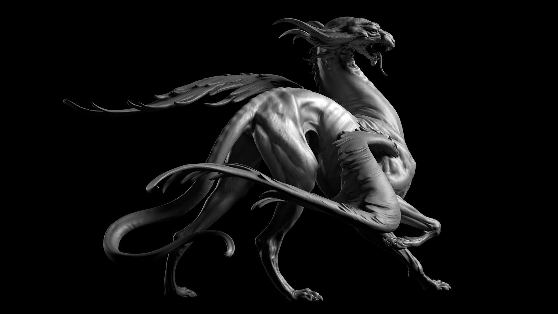 Gryphon - 3D Sculpting - High Poly  3D print model_2