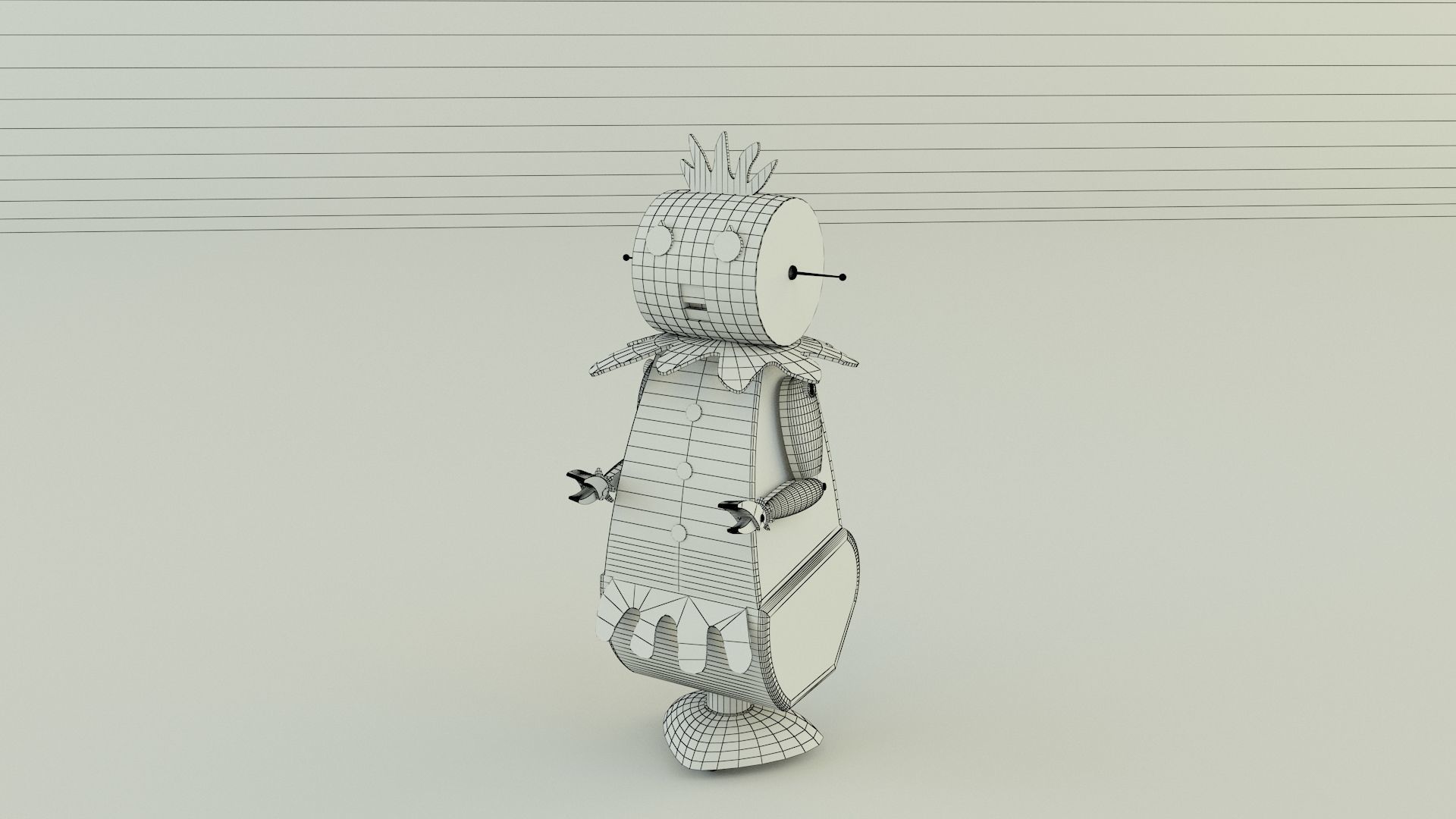 maid robot rose 3D model_12