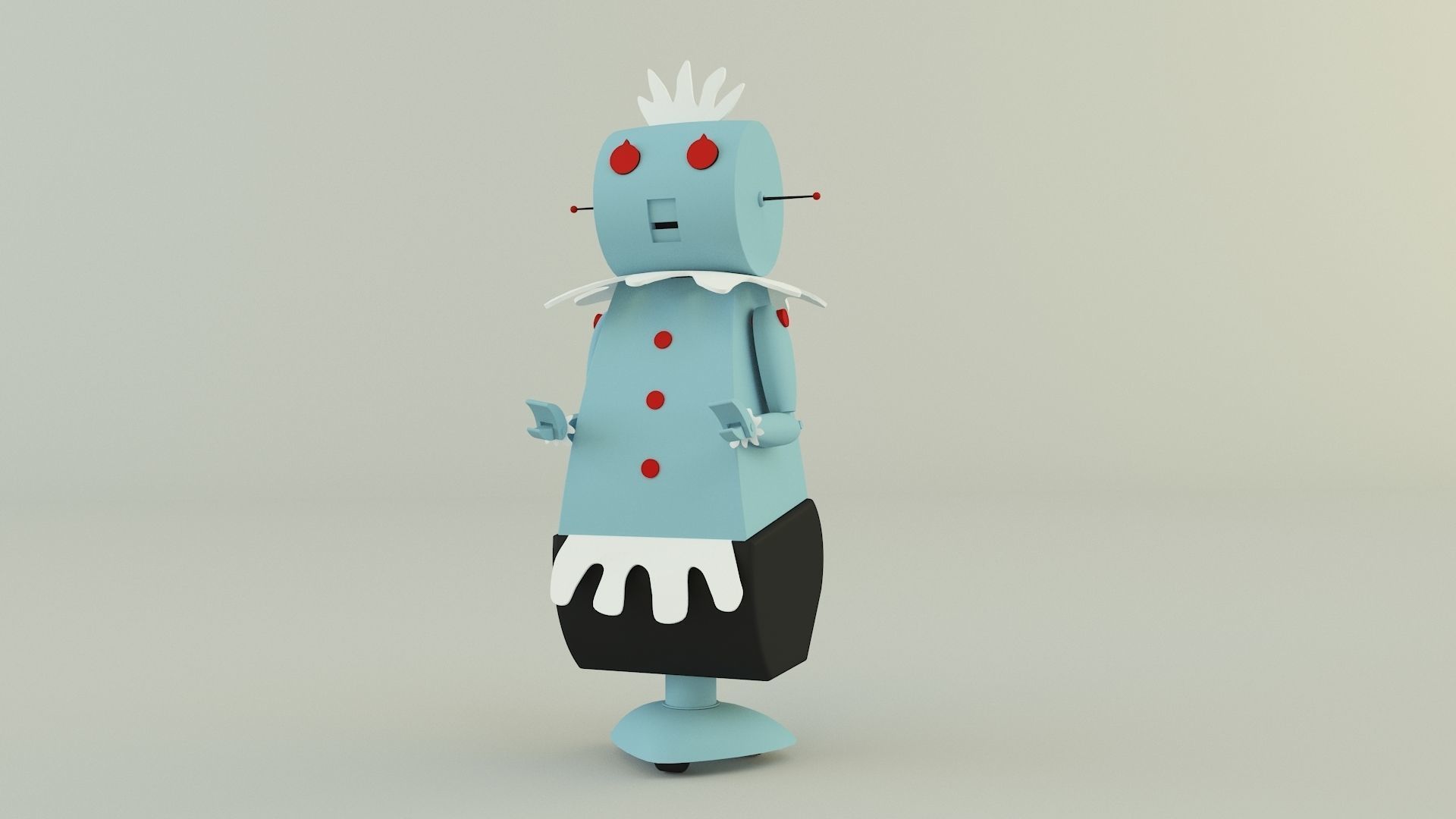maid robot rose 3D model_5
