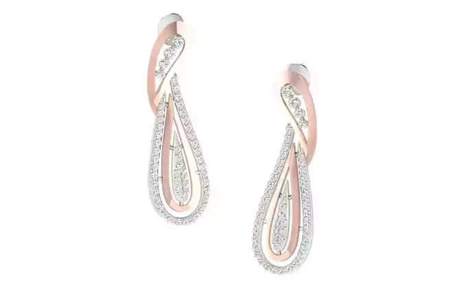 Diamond Drops Earrings 3dm render details