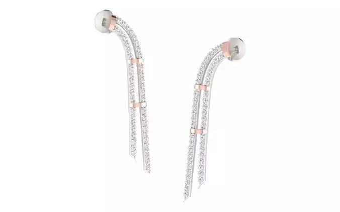 Diamond Drops Earrings 3dm render details