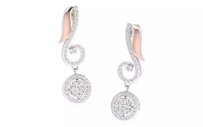 Diamond Drops Earrings 3dm render details