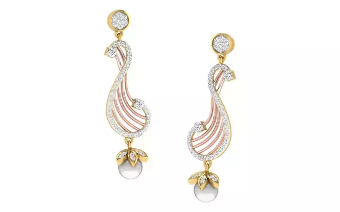 Diamond Drops Earrings 3dm render details
