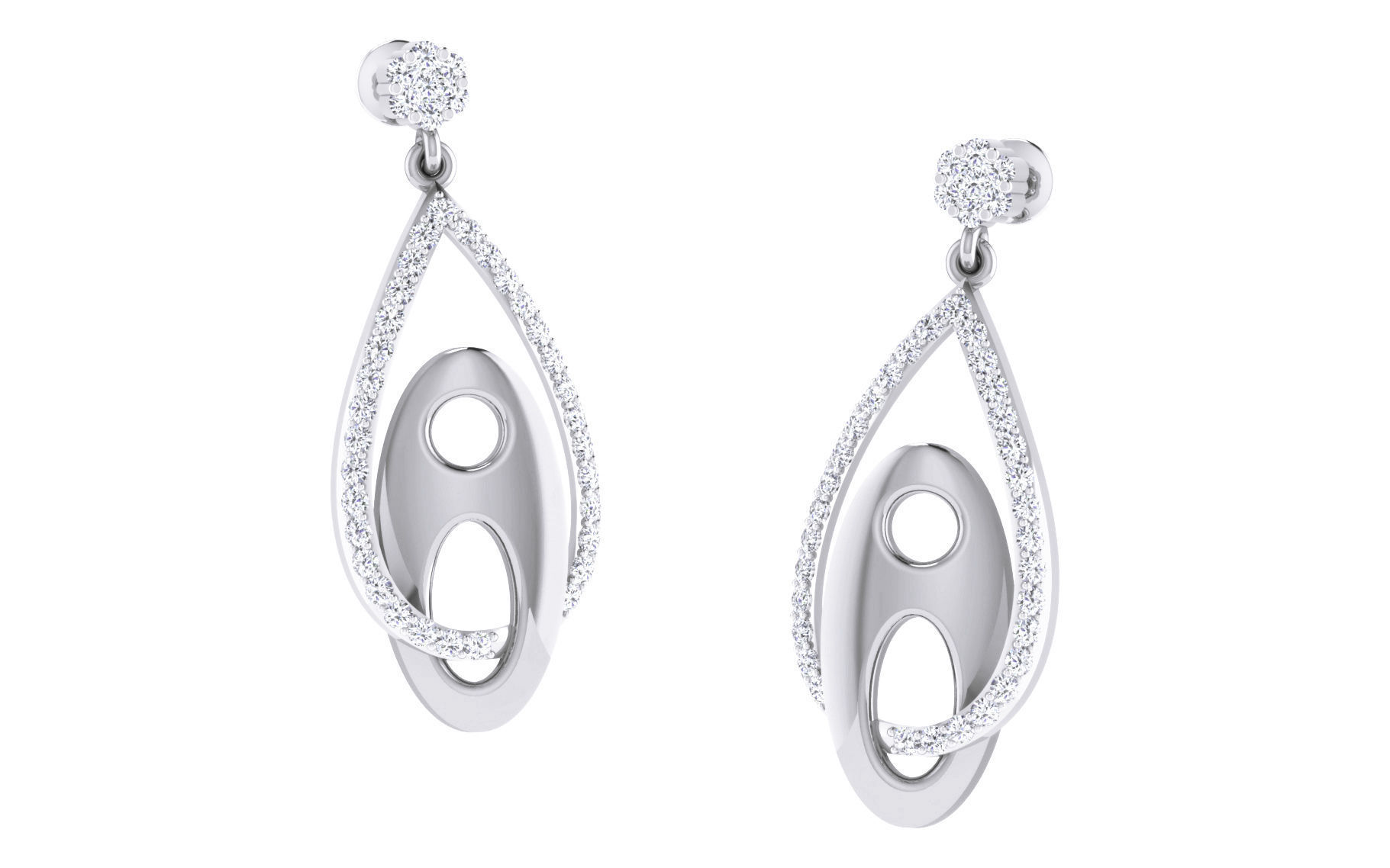 Diamond Drops Earrings 3dm render details 3D print model_2