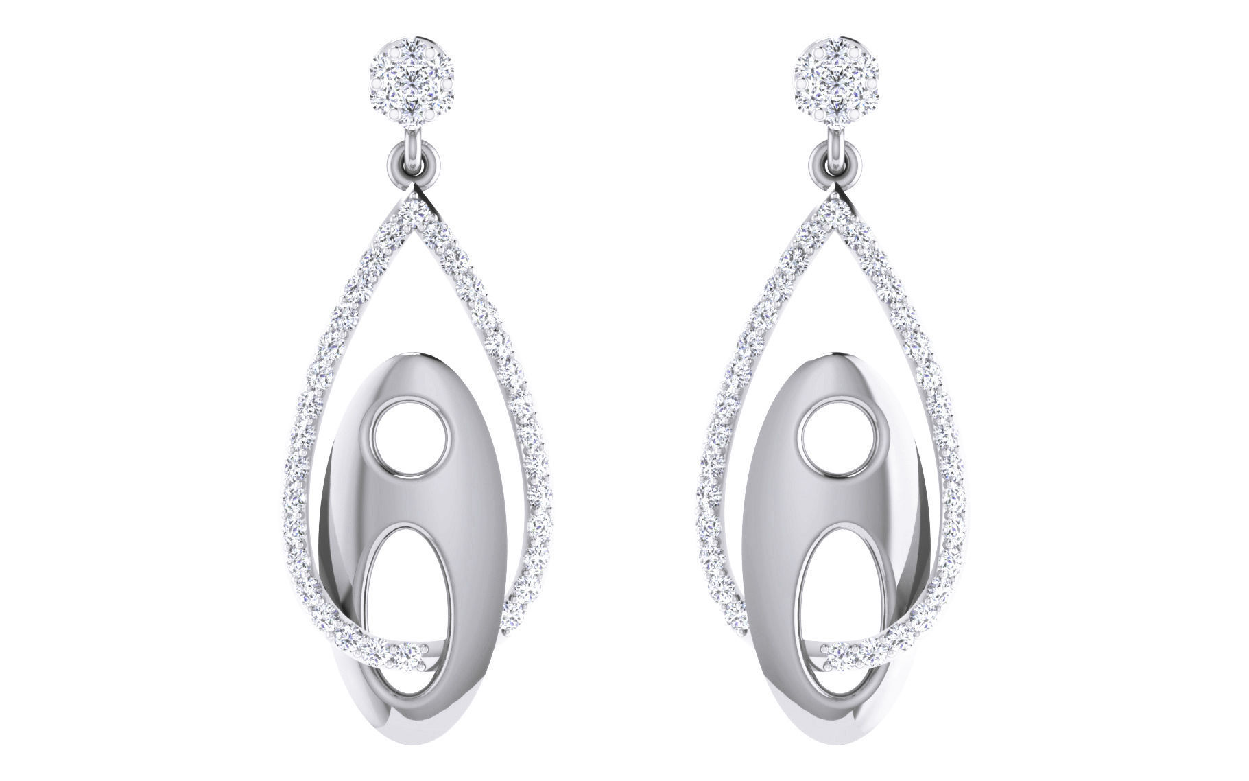 Diamond Drops Earrings 3dm render details 3D print model_6