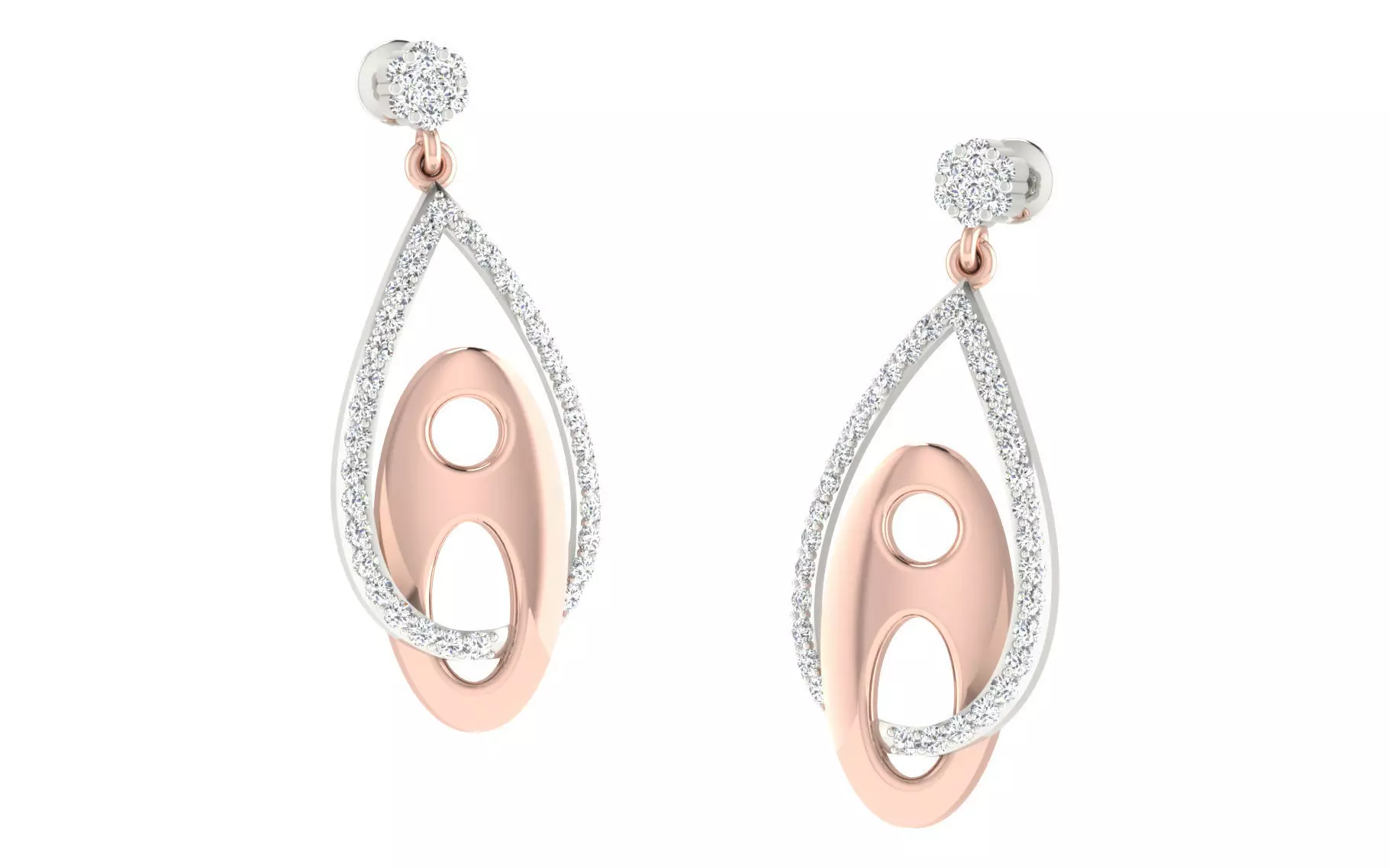 Diamond Drops Earrings 3dm render details 3D print model_0