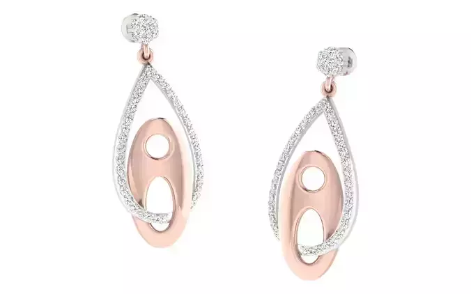 Diamond Drops Earrings 3dm render details
