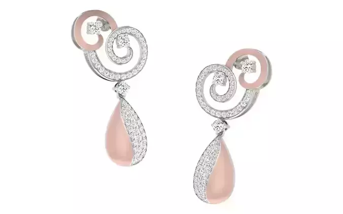 Diamond Drops Earrings 3dm render details