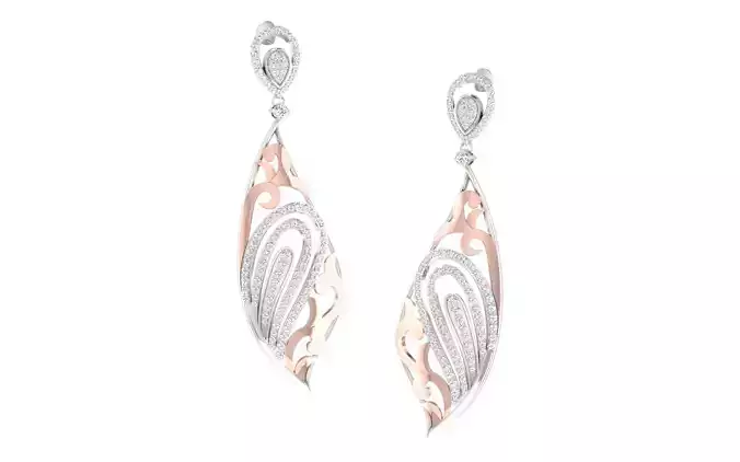 Diamond Drops Earrings 3dm render details