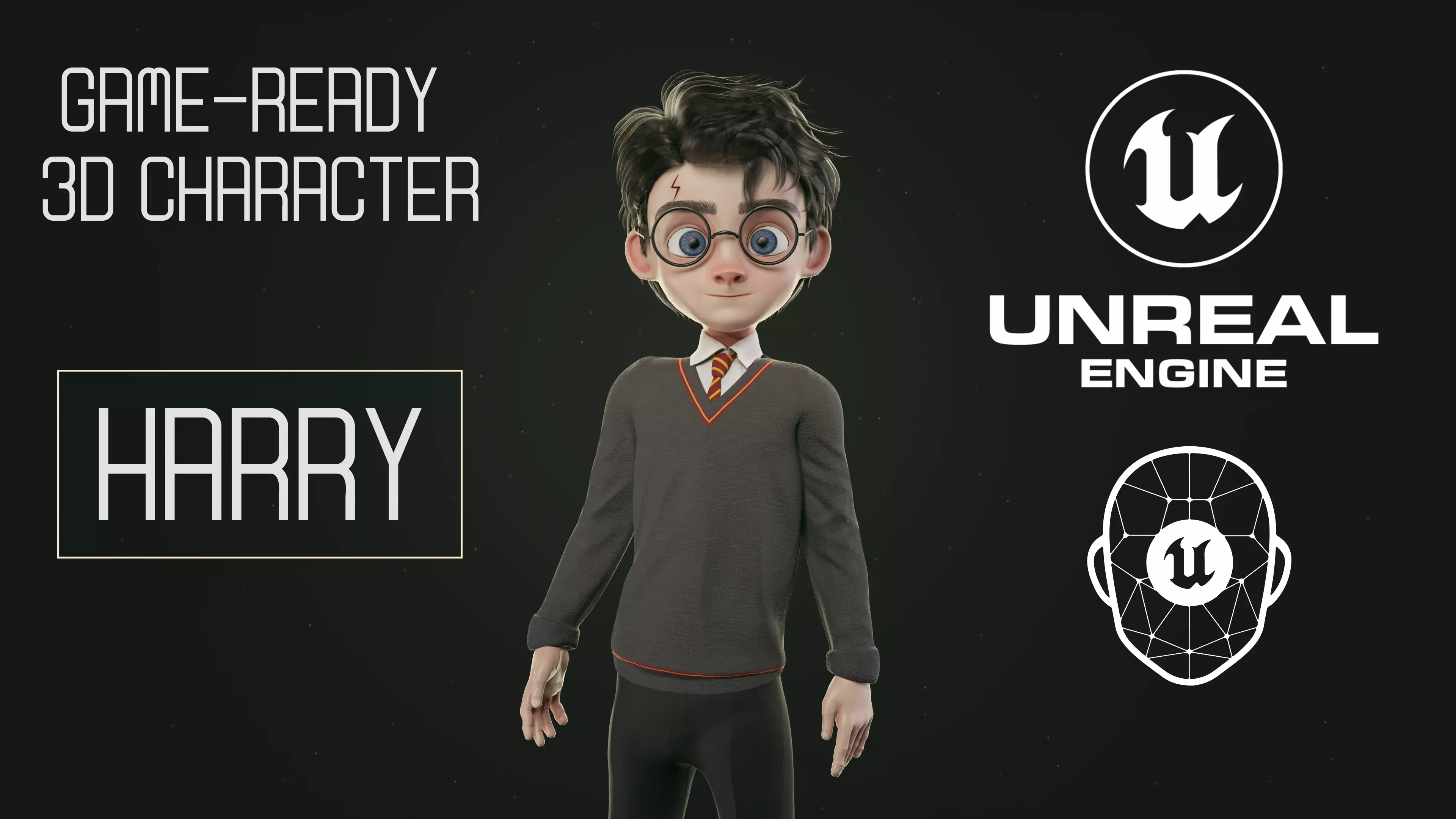 GAME-READY 3D Character - Harry Low-poly 3D model_0