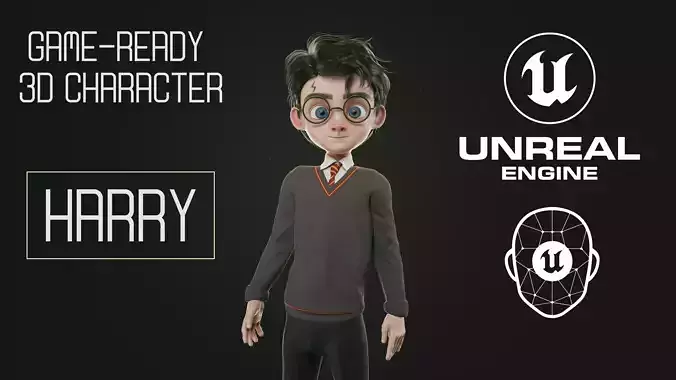 GAME-READY 3D Character - Harry Low-poly 3D model