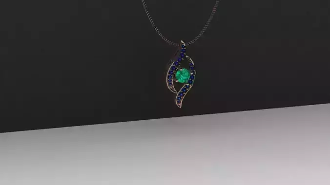 Necklace with sapphire and emerald