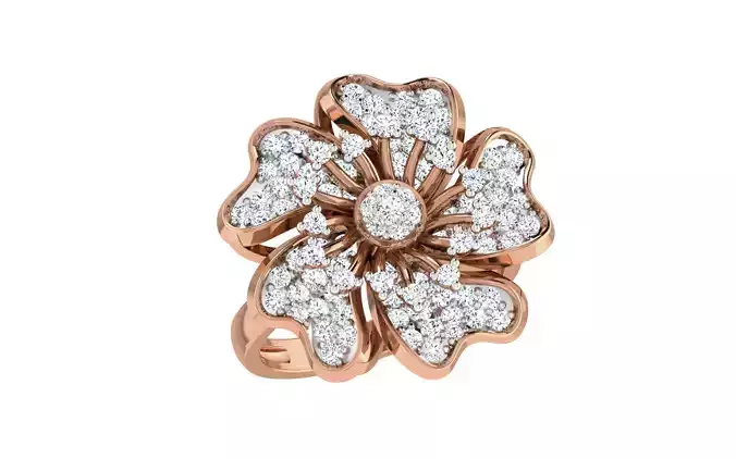 Blooming Flower High Jewelry Diamond Cocktail Ring renders 3dm 
