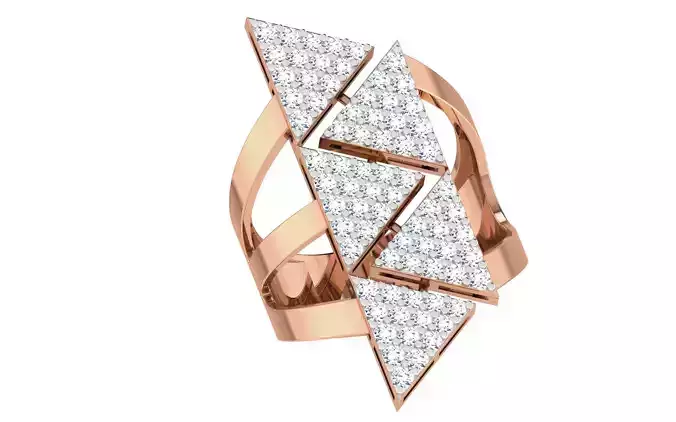 Triangular Teeth High Jewelry Diamond Cocktail Ring renders 3dm