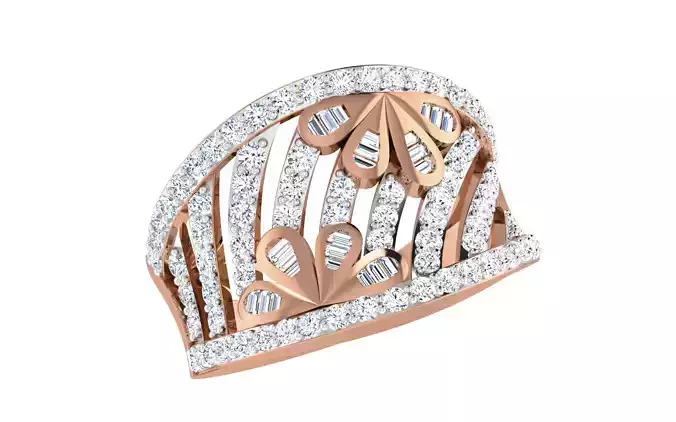 Bi Flower High Jewelry Diamond Cocktail Ring renders 3dm stl 