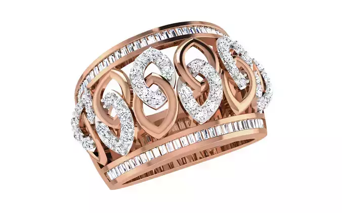 High Jewelry Diamond Cocktail Ring renders 3dm stl details