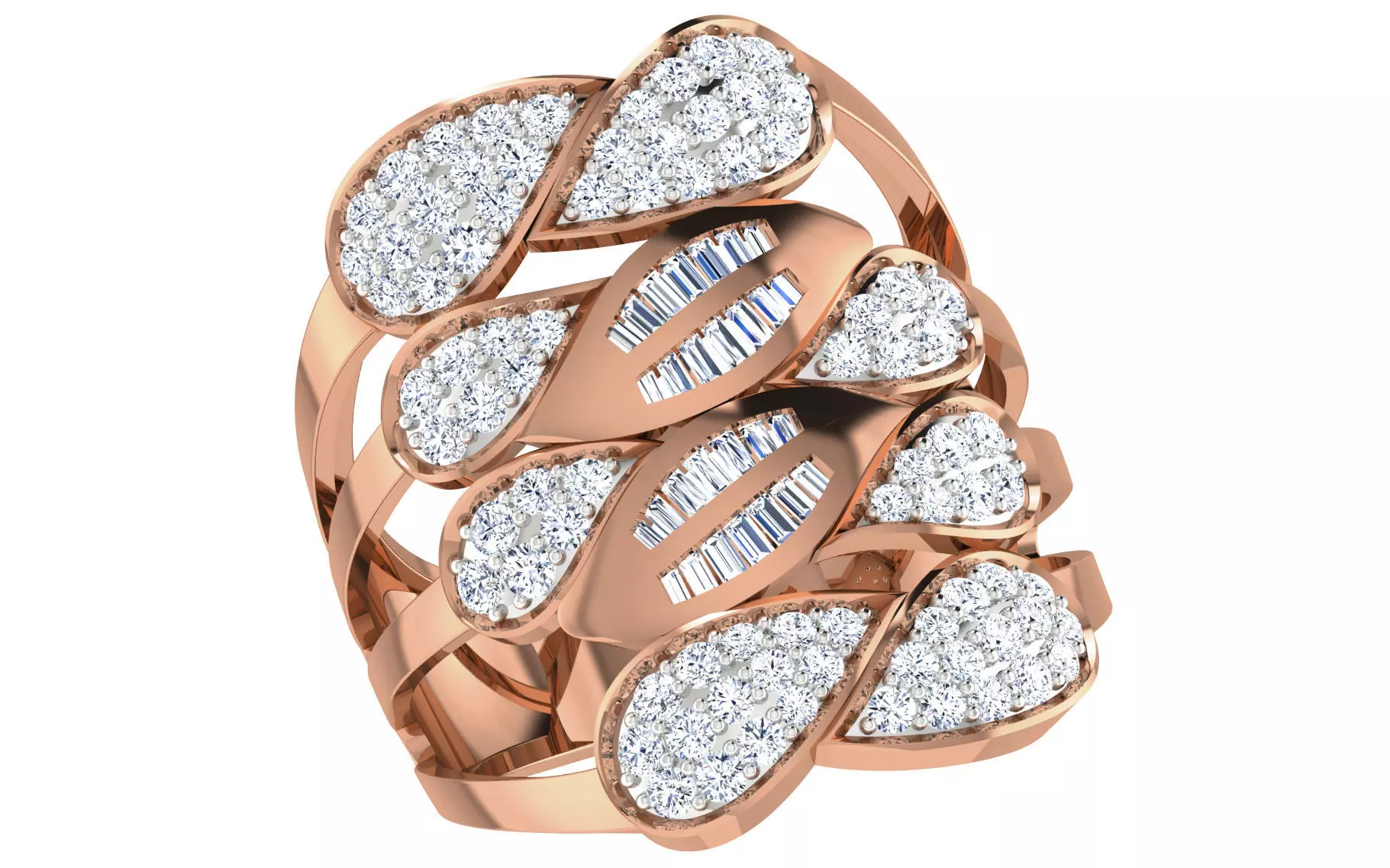 Ribbon Lock High Jewelry Diamond Cocktail Ring renders 3dm stl 3D print model