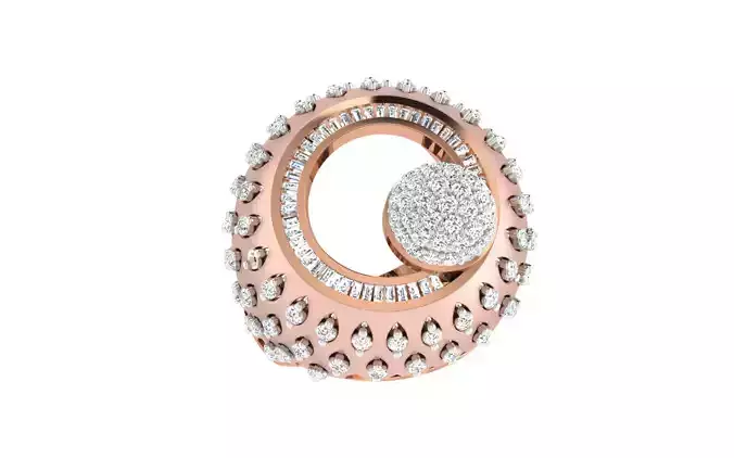 Flower High Jewelry Diamond Cocktail Ring renders 3dm stl 