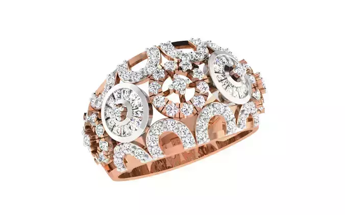 High Jewelry Diamond Cocktail Ring renders 3dm stl details