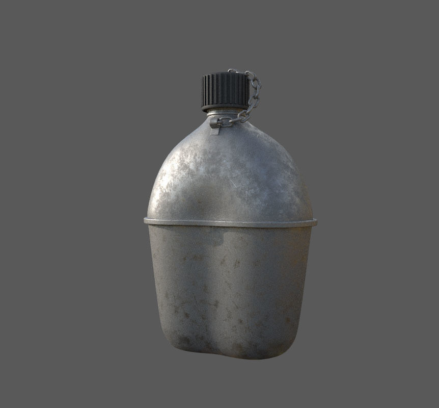 Military  drinking  canteen bottle - world war2  3D model_2