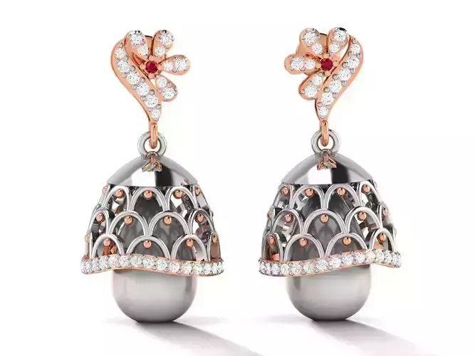 Hanging Diamond Drops Earrings 3dm render details